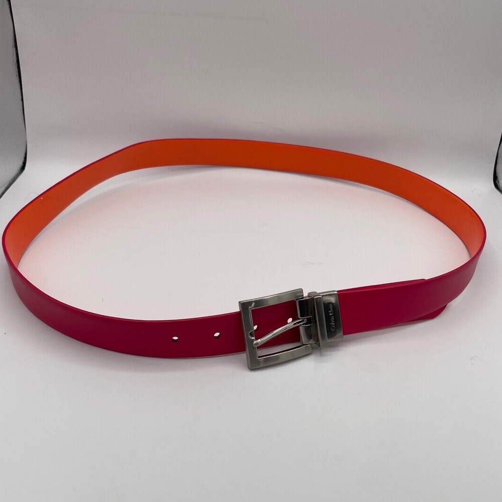 Calvin Klein Reversible Belt Hot Pink & Orange Faux Leather Flashy XL